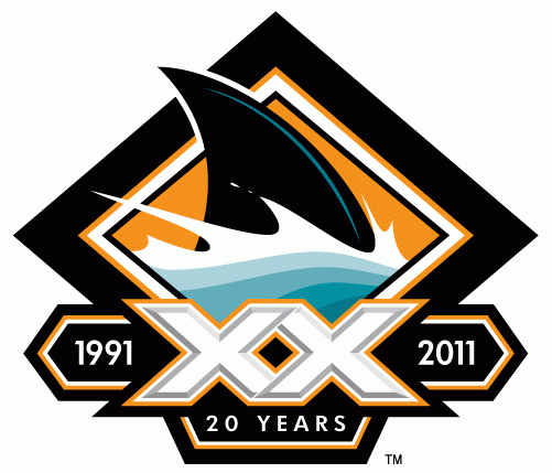 San Jose Sharks 2011 Anniversary Logo v4 iron on heat transfer